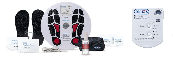 DR-HO'S 2-Pad Pain Therapy TENS - includes a TENS unit, 4 Small Gel Pads, 2  Large Gel Pads, Power Cable, Spray Bottle, Travel Bag, Instructional Manual